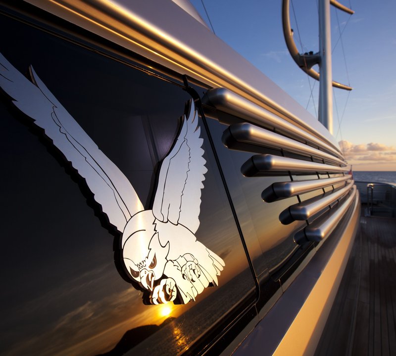 External Close Up Aboard Yacht MALTESE FALCON