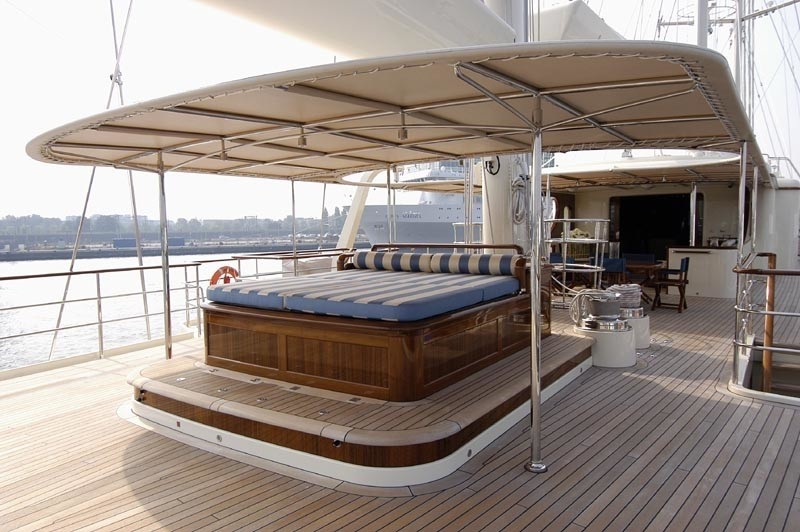 Deck Sunbeds With Eating/dining Aboard Yacht ATHENA