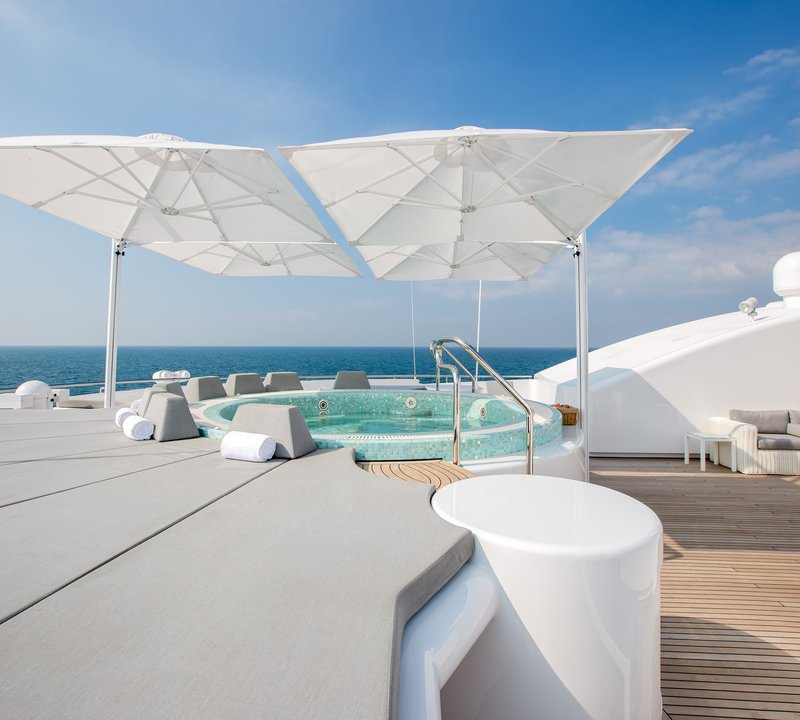 Sun Bathing Zone With Jacuzzi Pool Sunshine Deck On Board Yacht MOONLIGHT II