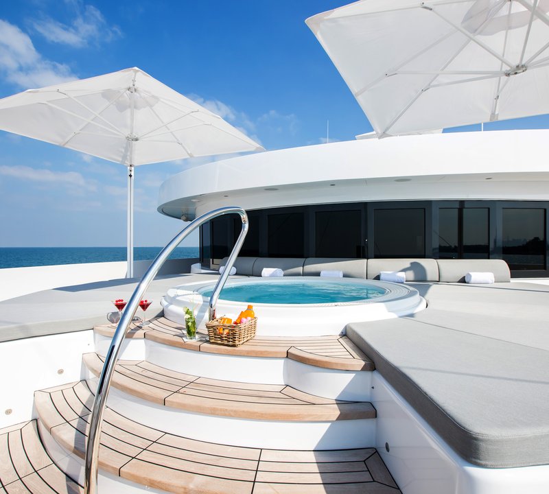 Sun Bathing Zone With Personal Jacuzzi Pool Fore Aboard Yacht MOONLIGHT II