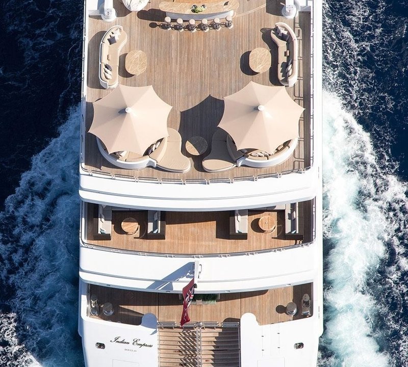 Aerial Of The External Deck Spaces On Board Yacht INDIAN EMPRESS