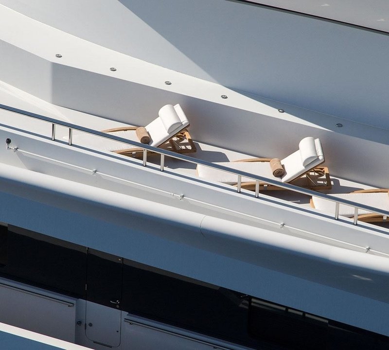 Sun Beds Upon Upper Deck On Yacht INDIAN EMPRESS