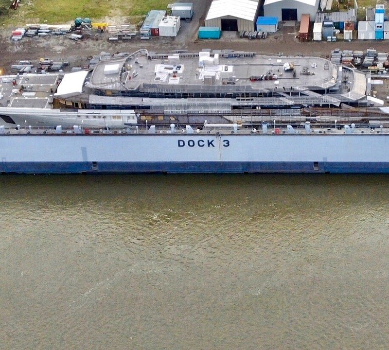 Aerial View Of Project Redwood Under Construction At Lurssen