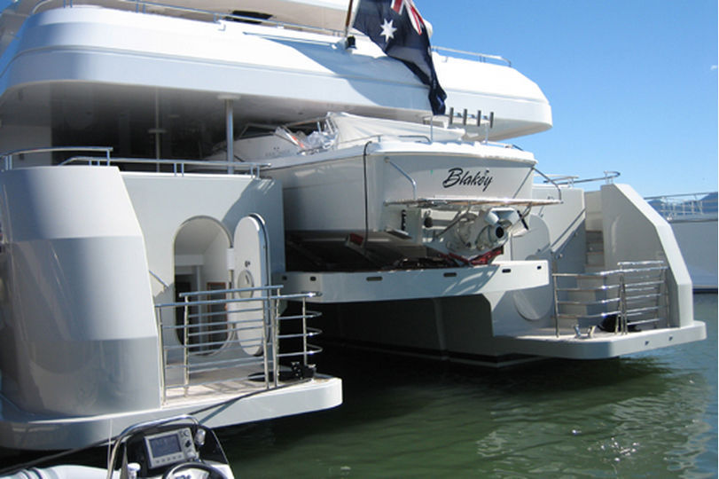 Aft View With Tender Stored On Board