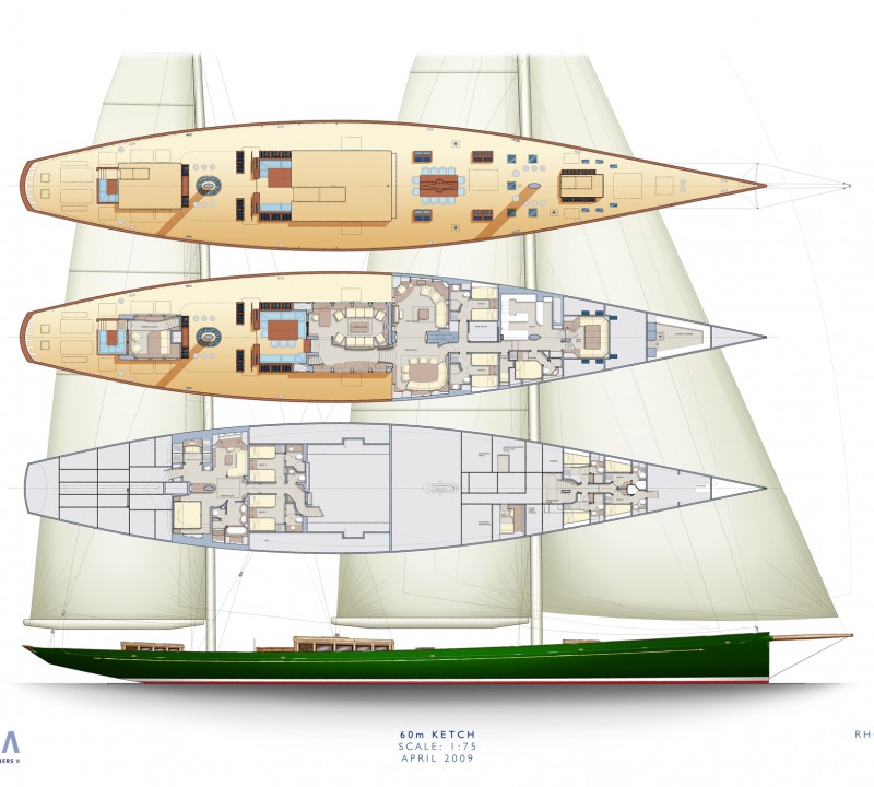 General arrangement of Sailing yacht Hetairos (ex project Panamax)
