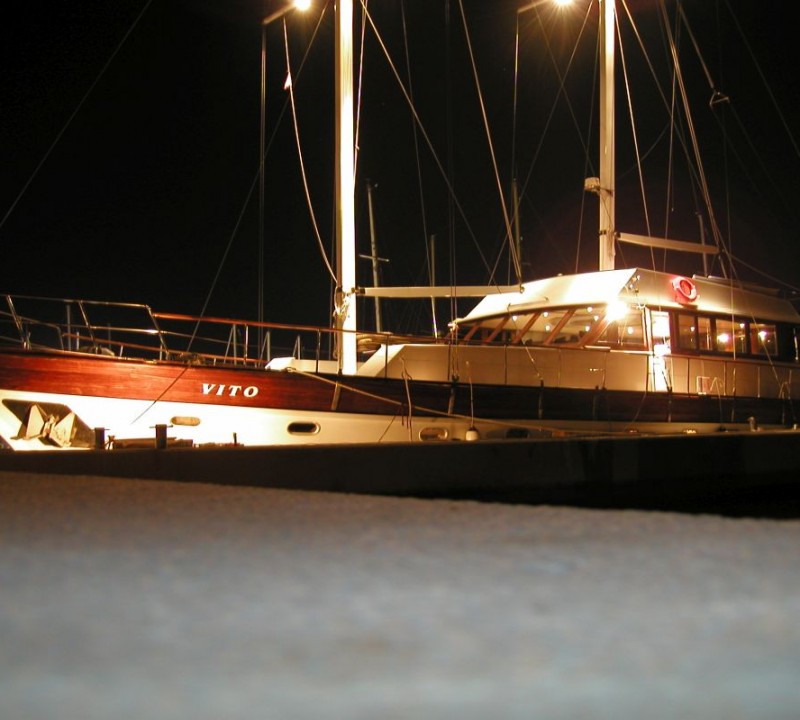 At night