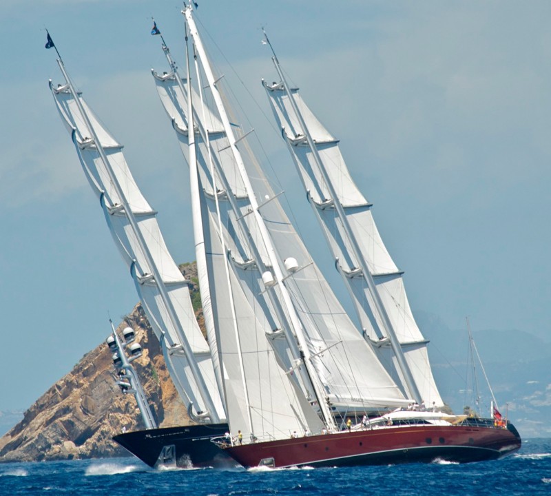 Helios and The Maltese Falcon superyachts at the Bucket
