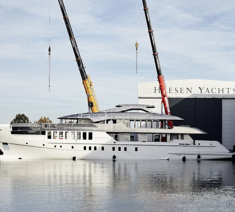 Joining Of Hull And Superstructure Of Superyacht Project Castor At Heesen Yachts