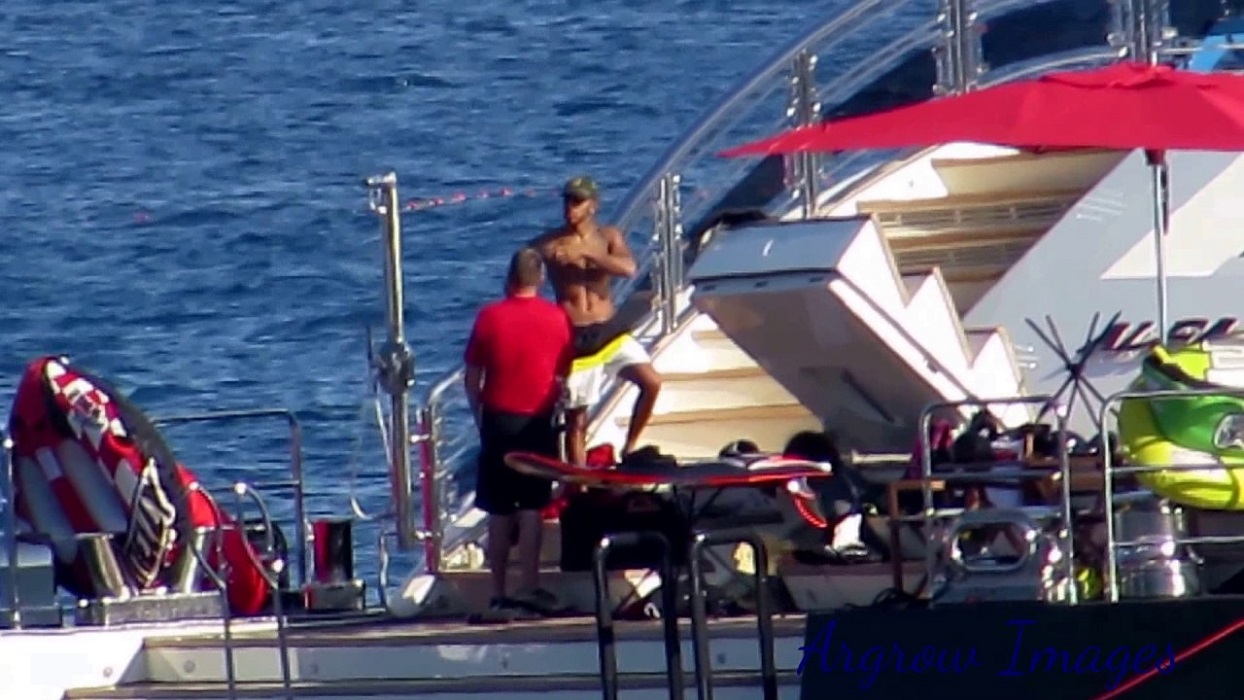 Lewis Hamilton Swimming In The Pool Of ALFA NERO