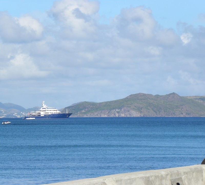 Luxury motor yacht Polar Star - Picture taken from the Pinney's Beach on Nevis - Caribbean - by Scott Henderson