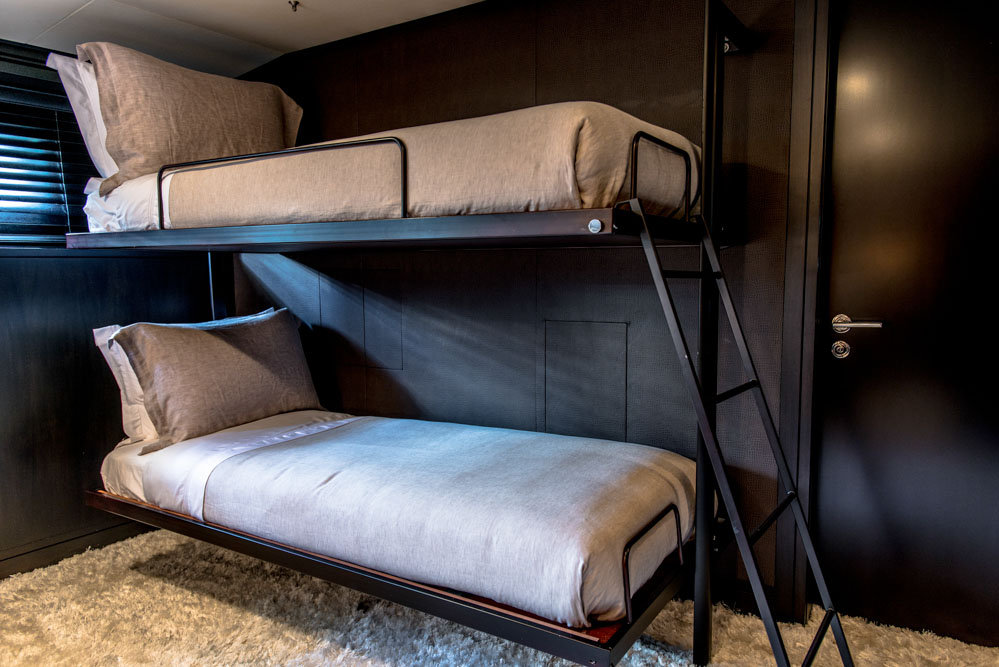 Luxury yacht Plan B - guest cabin - double berth. Photo credit yachtplanb.com