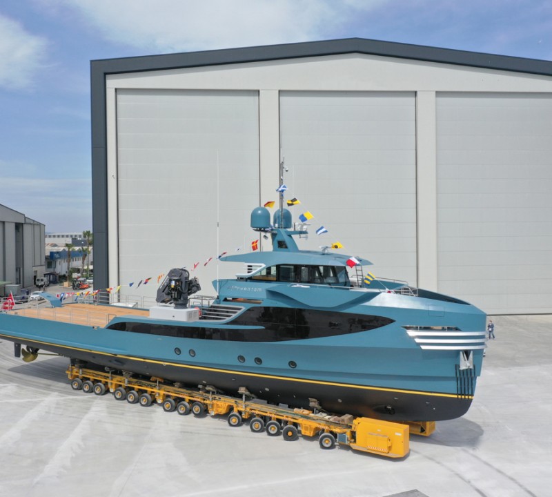 PHI PHANTOM Yacht Support Vessel Preparing For Launch At Alia Yachts