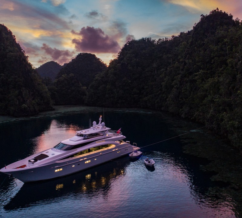 Paradise In Raja Ampat In The Evening