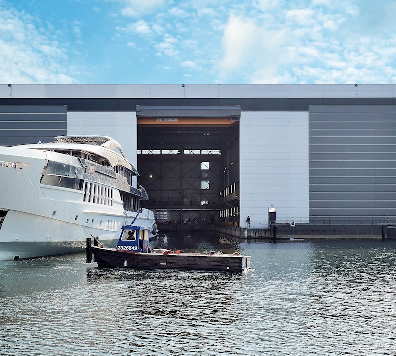 Exterior shot at the shipyard