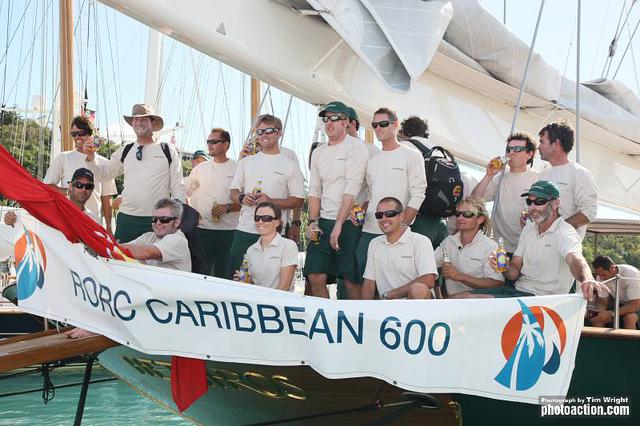 RORC Caribbean 600, 2012. Hetairos' crew after finishing on Wednesday 22nd February - Tim Wright/Photoaction