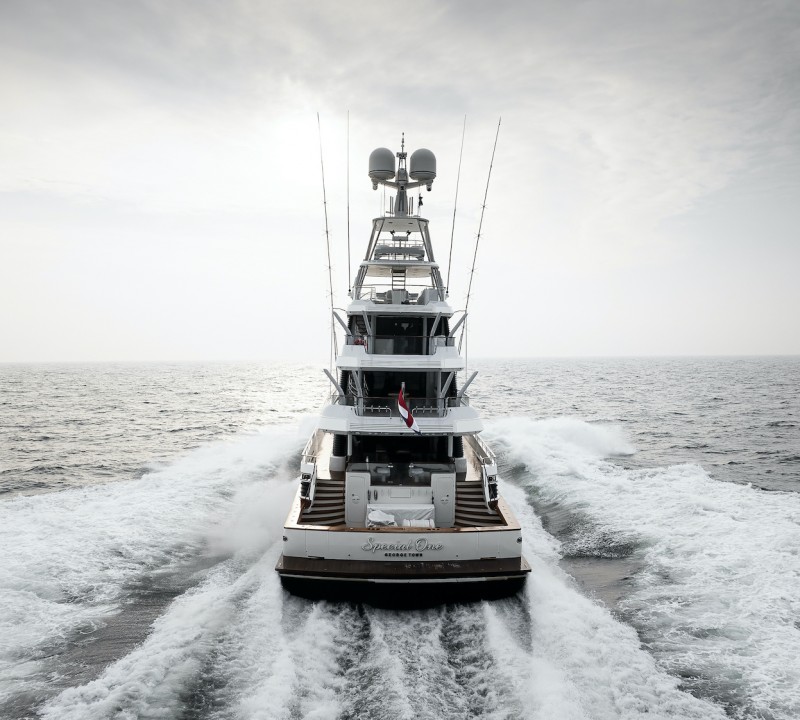 Royal Huisman Project 406 Motor Yacht SPECIAL ONE Aft View