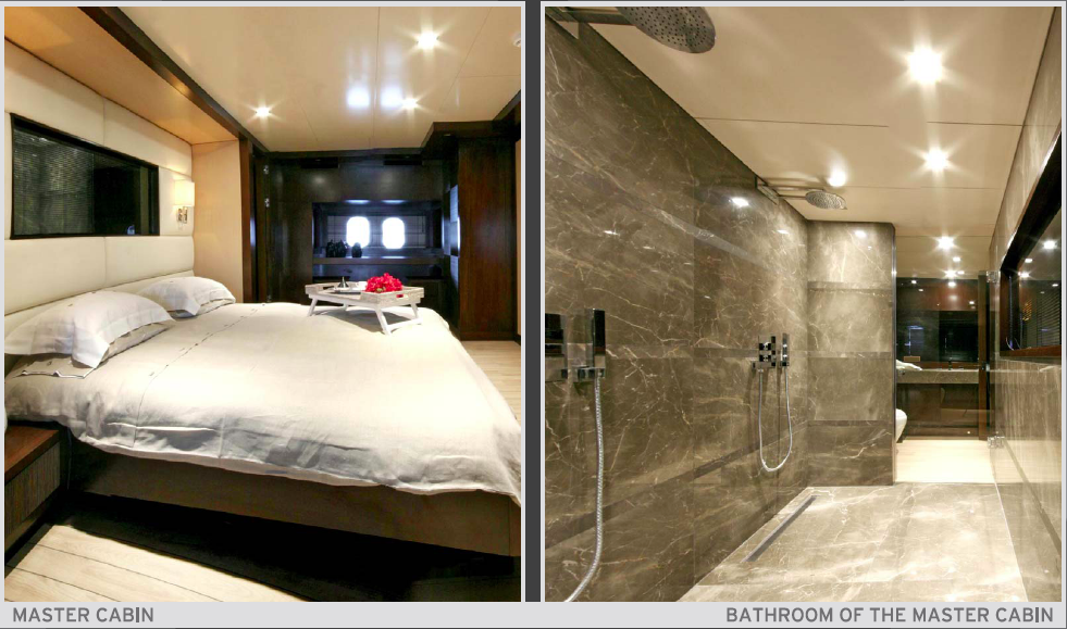 Sailing Yacht Infinity Master Cabin and Bathroom