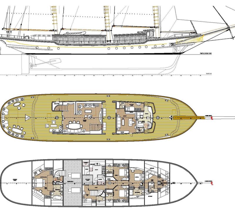Sailing Yacht Princess Maria - General Arangement - Image coutesy of Dream Ship Victory