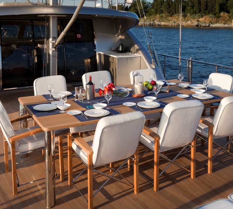 Sailing yacht Merlin -  Aft Deck Dining