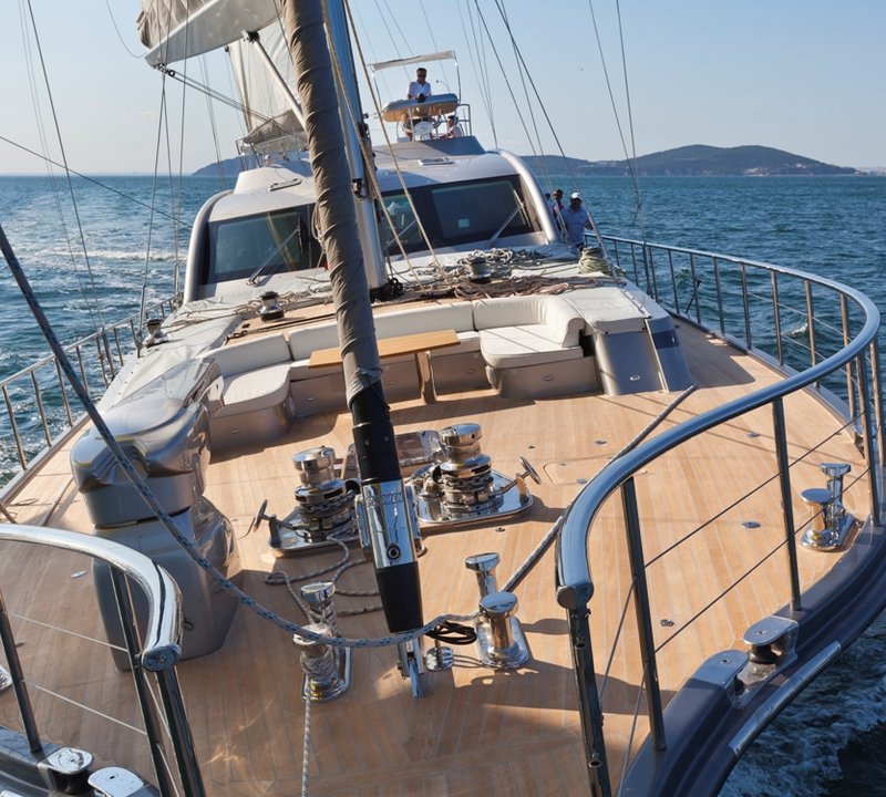 Sailing yacht Merlin -  From the Bow