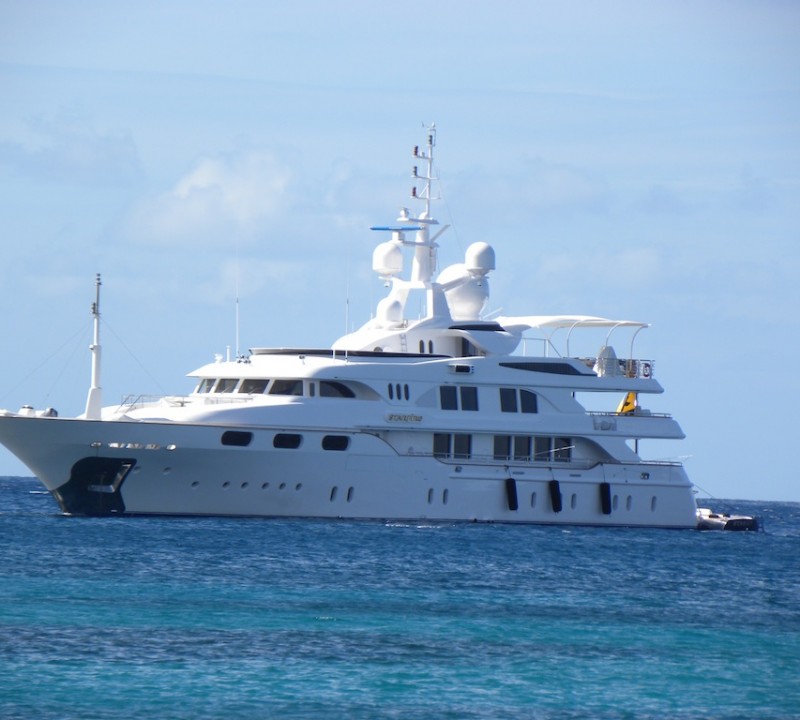 Starfire superyacht near Pinney's Beach on Nevis, Caribbean - Photo by Scott Henderson
