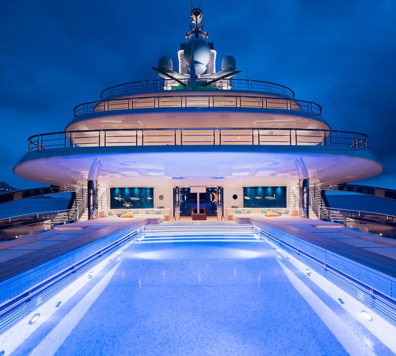 Superyacht Luna by Lloyd Werft - Pool At Night