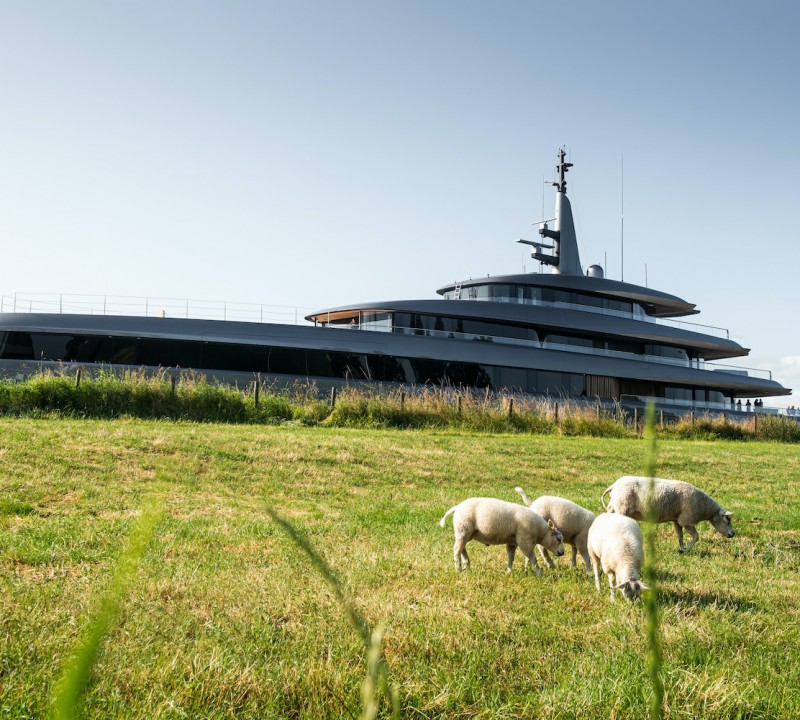 Yacht OBSIDIAN Being Moved From The Shipyard