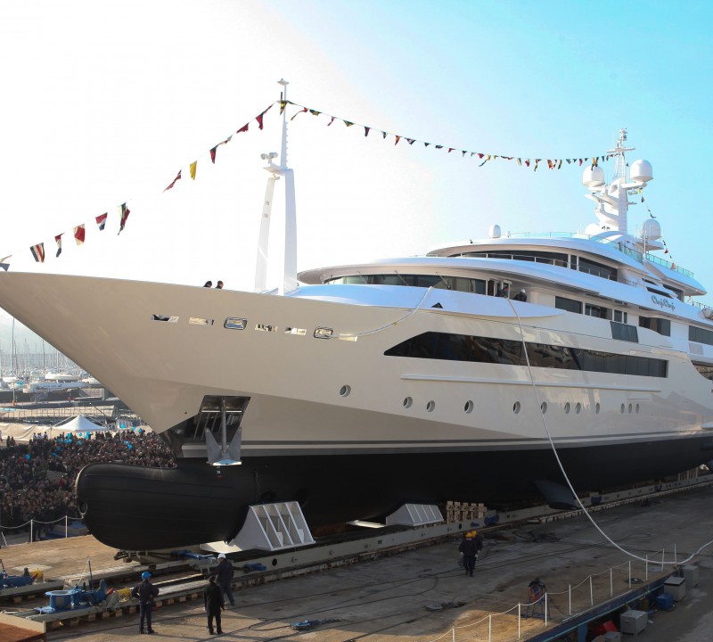 Zuccon designed 80 m CRN mega yacht Chopi Chopi at launch