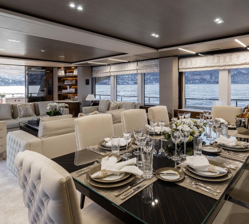 Dining Set Up In Main Saloon