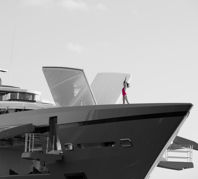 Model On The Bow Of The Yacht