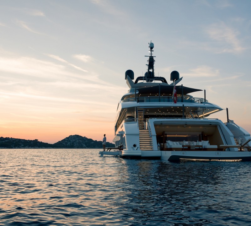 Samurai Aft View At Sunset Superyacht Lifestyle