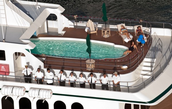Swimming On GLOBAL Yacht